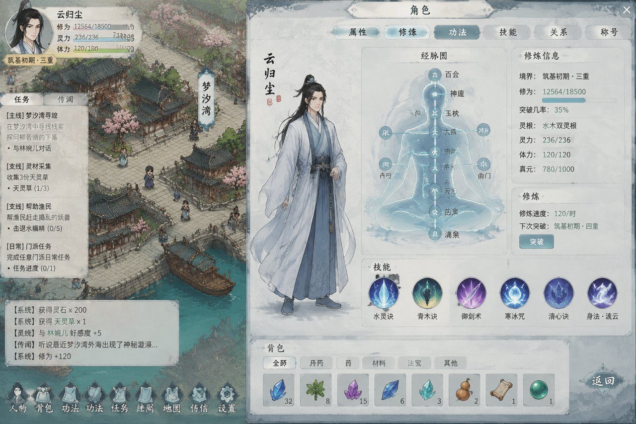 谪仙索欢录 角色养成 玩法截图
